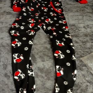 Festive Black Dog Print Pajama Pants